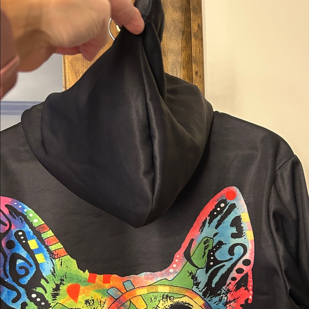 Colorful German Shepherd Print Black Hoodie - Picture 8 of 8
